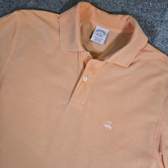Brooks Brothers Other - Brooks Brothers Mens Short Sleeve Performance Polo Solid Coral Small Gold Fleece
